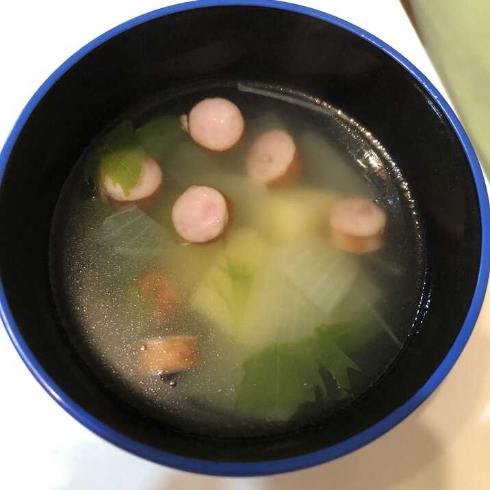 優しい味わい♪ウィンナーじゃがいも水菜のスープ